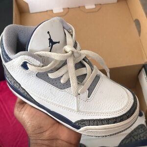 Jordan Kids White and Navy Sneakers